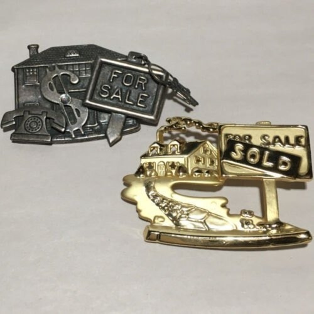 Vintage Pins Brooches Gold and Silver Relator Work Pins